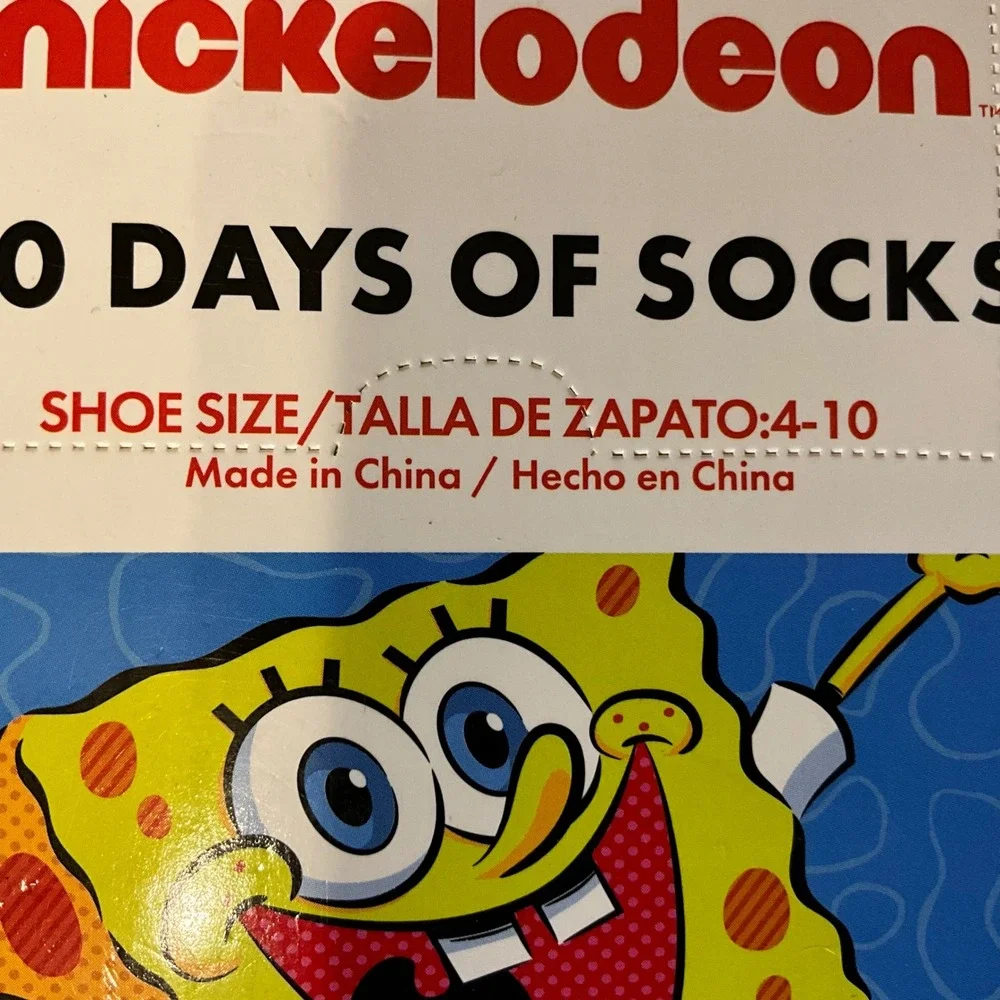 Nickelodeon 10 Days of Socks Set‎ Rugrats SpongeBob Hey Arnold Shoe Size 4-10